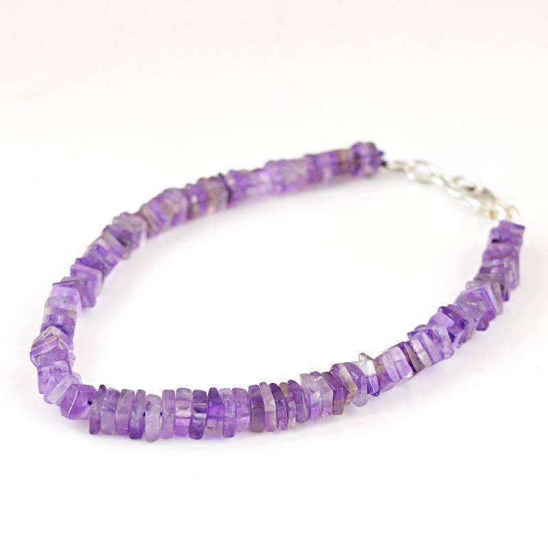 gemsmore:Purple Amethyst Bracelet Natural Untreated Beads