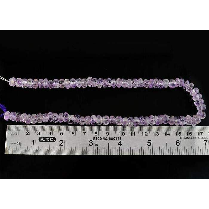 gemsmore:Purple Amethyst Carved Beads Strand - Natural Round Shape