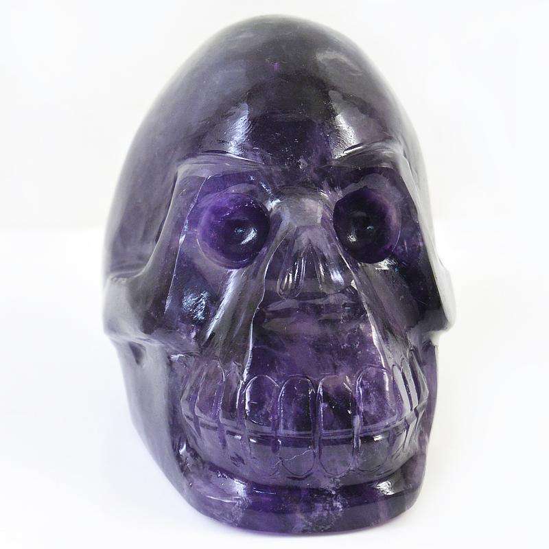 gemsmore:Purple Amethyst Carved Human Skull Gemstone