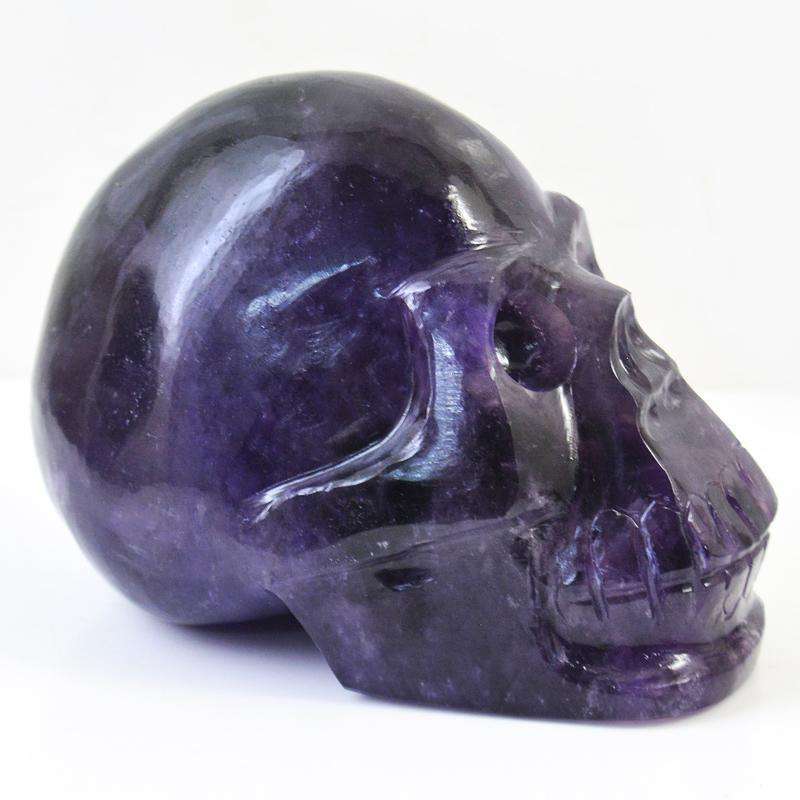 gemsmore:Purple Amethyst Carved Human Skull Gemstone