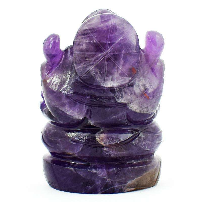gemsmore:Purple Amethyst Carved Lord Ganesha Idol