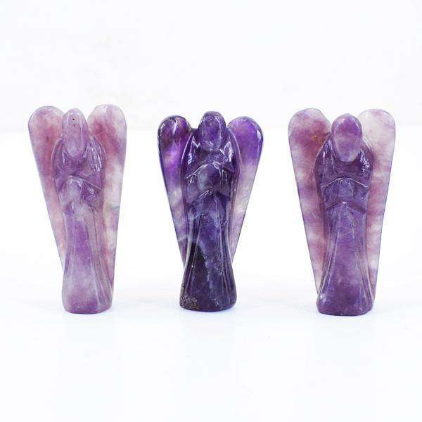gemsmore:Purple Amethyst Carved Reiki Healing Angel Lot