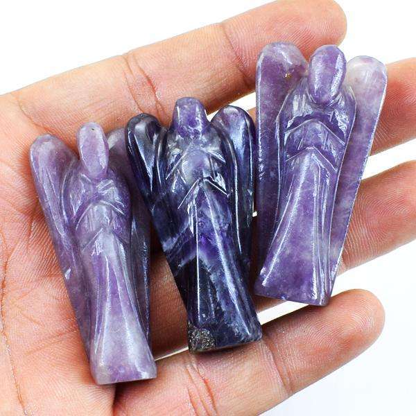 gemsmore:Purple Amethyst Carved Reiki Healing Angel Lot