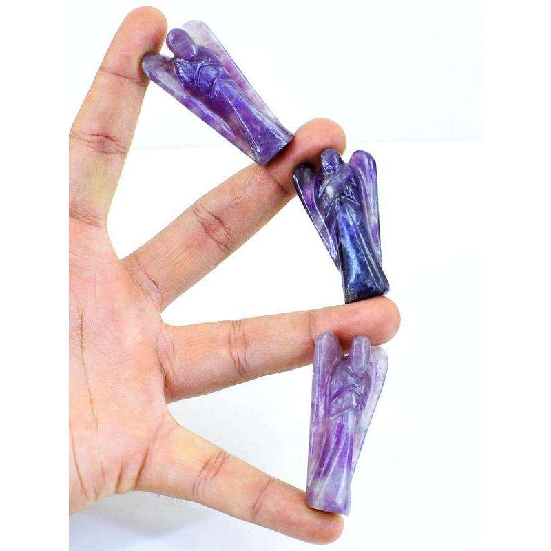 gemsmore:Purple Amethyst Carved Reiki Healing Angel Lot