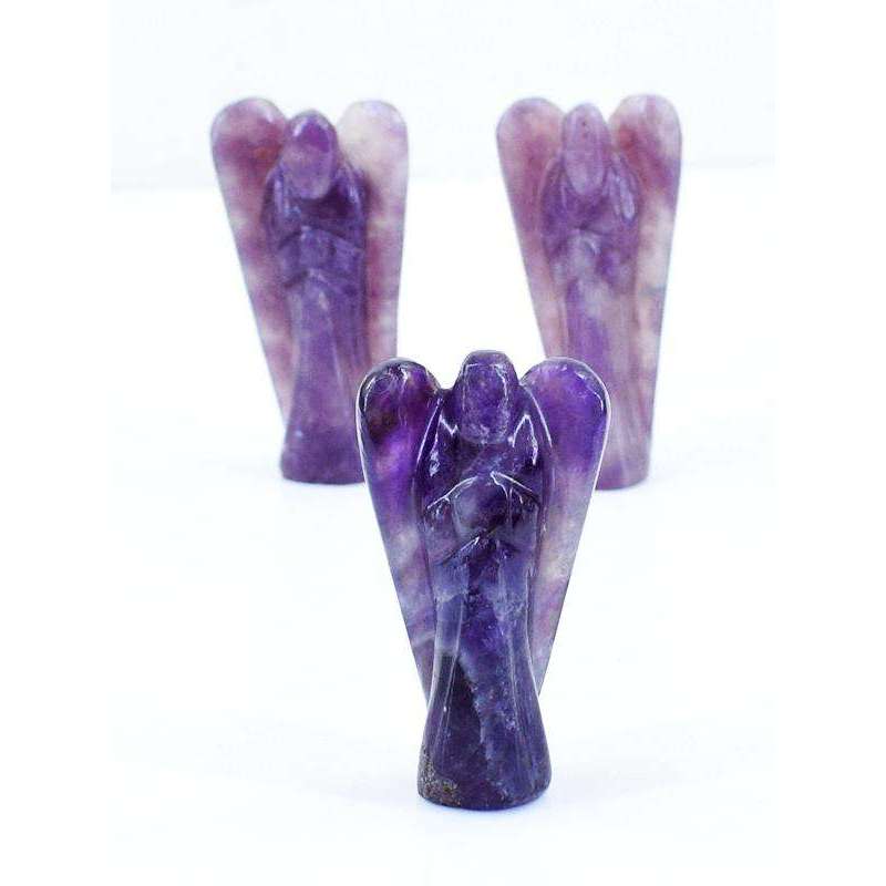 gemsmore:Purple Amethyst Carved Reiki Healing Angel Lot