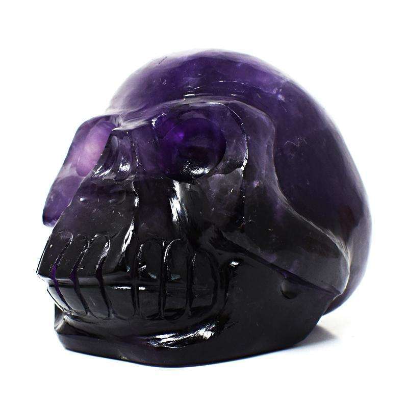 gemsmore:Purple Amethyst Detailed Hand Carved Human Skull
