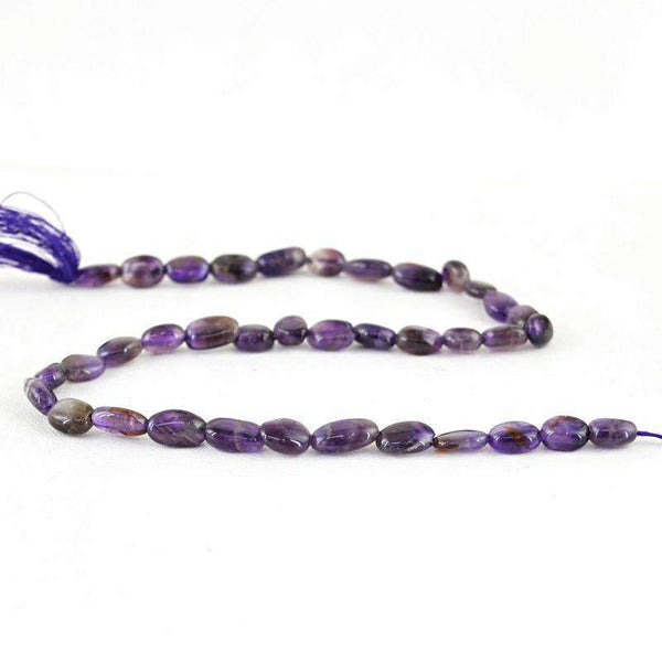 gemsmore:Purple Amethyst Drilled Beads Strand - Natural Oval Shape