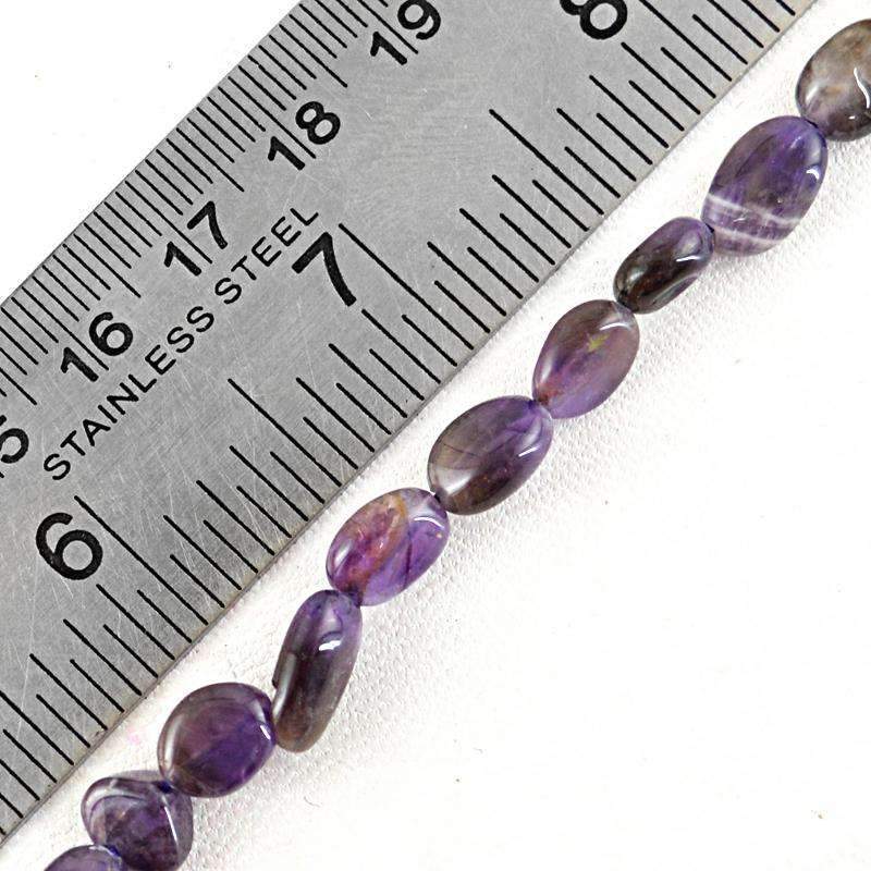 gemsmore:Purple Amethyst Drilled Beads Strand - Natural Oval Shape