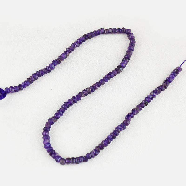 gemsmore:Purple Amethyst Drilled Beads Strand Natural Round Shape Faceted