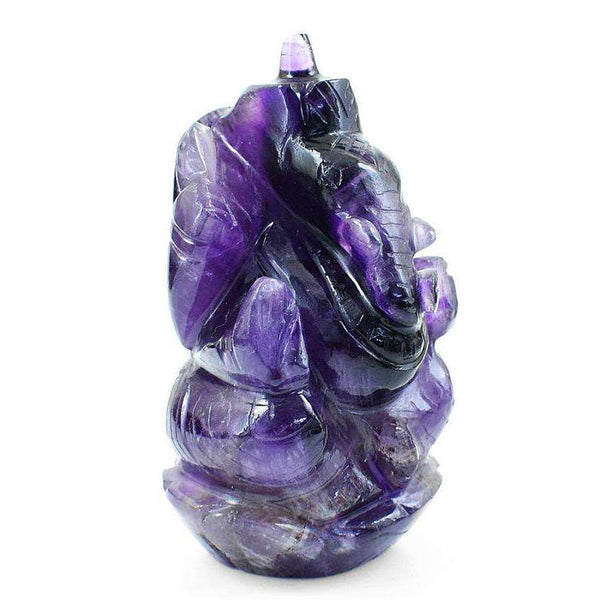 gemsmore:Purple Amethyst Gemstone Carved Lord Ganesha Idol Statute