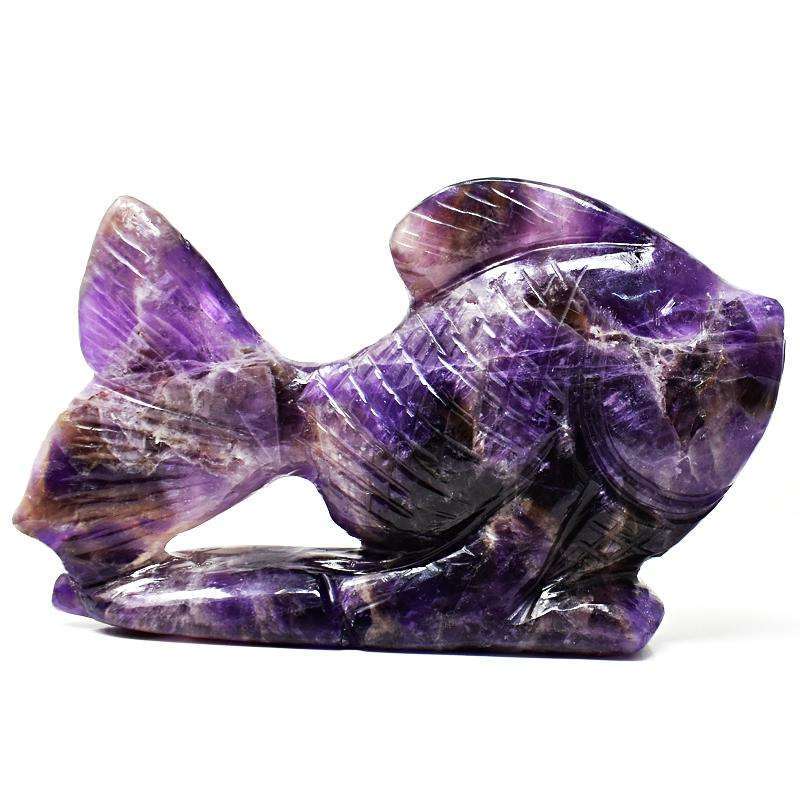 Purple Amethyst Hand Carved Fish - Beautiful
