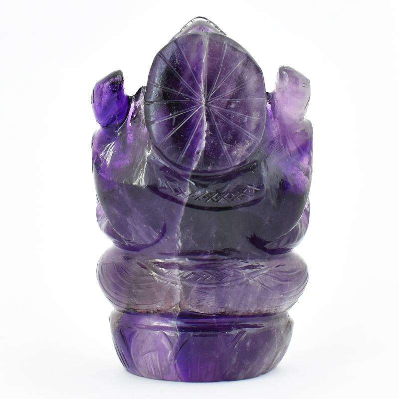 gemsmore:Purple Amethyst Hand Carved Ganesha Idol