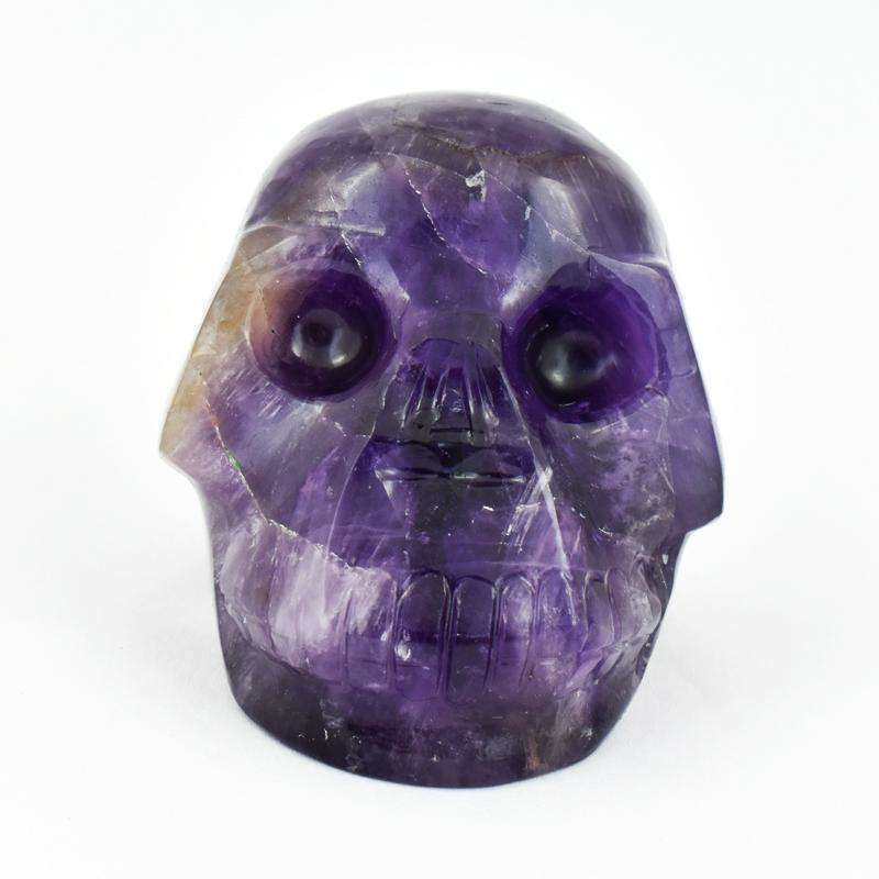 gemsmore:Purple Amethyst Hand Carved Human Skull