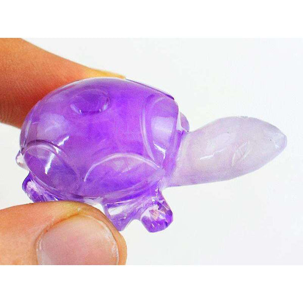 gemsmore:Purple Amethyst Hand Carved Turtle Gemstone