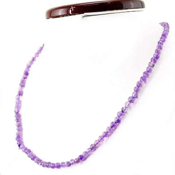 gemsmore:Purple Amethyst Necklace Natural 20 Inches Long Round Beads