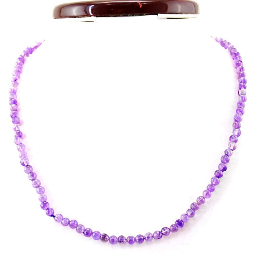 gemsmore:Purple Amethyst Necklace Natural 20 Inches Long Round Beads