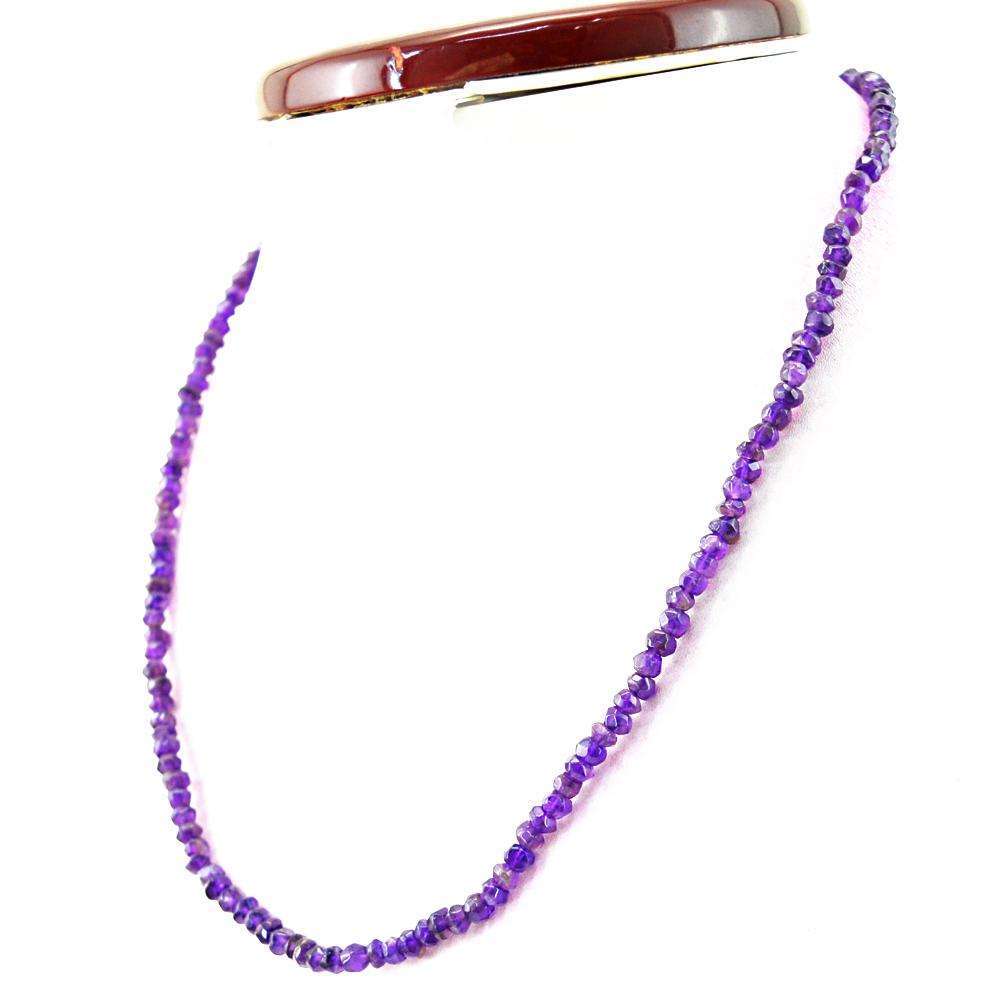 gemsmore:Purple Amethyst Necklace Natural Faceted Round Shape Beads