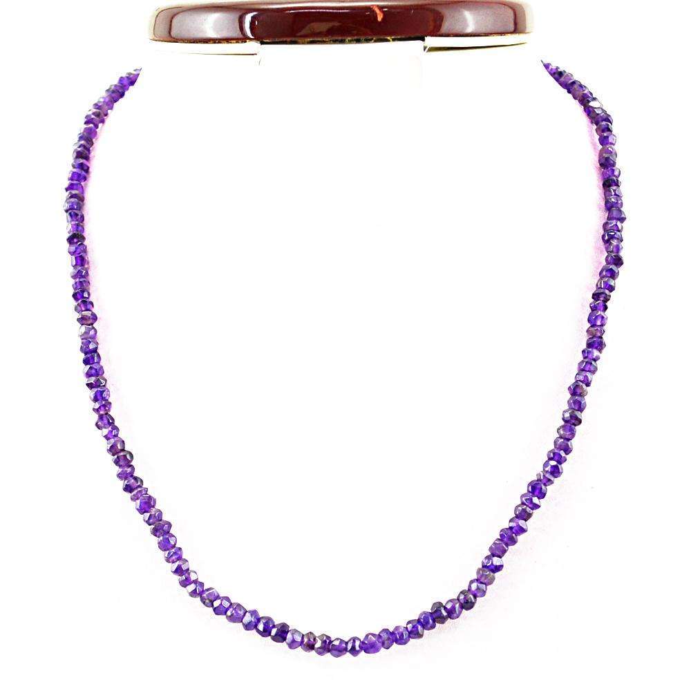 gemsmore:Purple Amethyst Necklace Natural Faceted Round Shape Beads