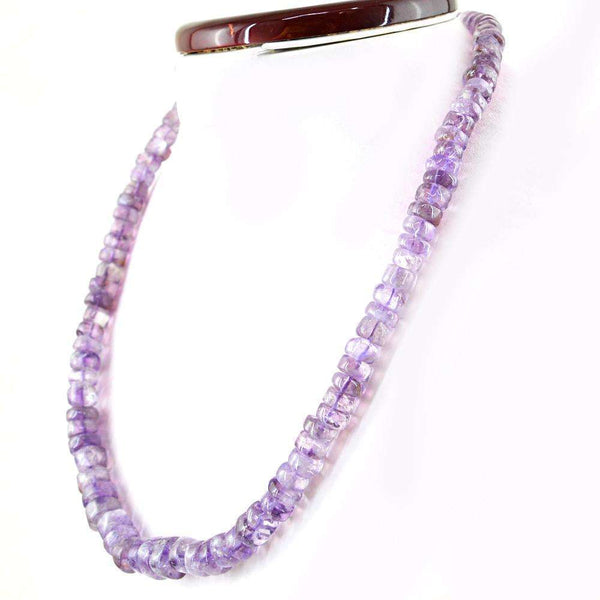 gemsmore:Purple Amethyst Necklace Natural Single Strand Round Shape Beads
