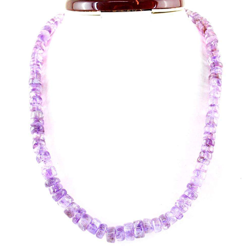 gemsmore:Purple Amethyst Necklace Natural Single Strand Round Shape Beads