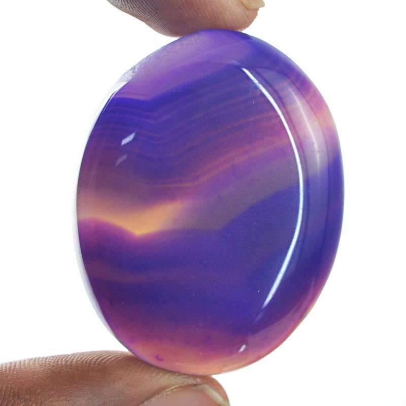 gemsmore:Purple Striped Onyx Gemstone Natural Oval Shape