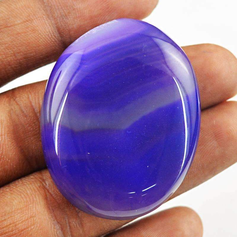 gemsmore:Purple Striped Onyx Gemstone Natural Oval Shape