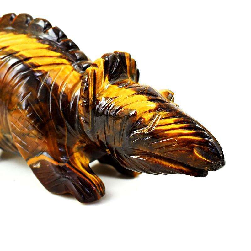 gemsmore:Rare Golden Tiger Eye Hand Carved Dinosaur Gemstone