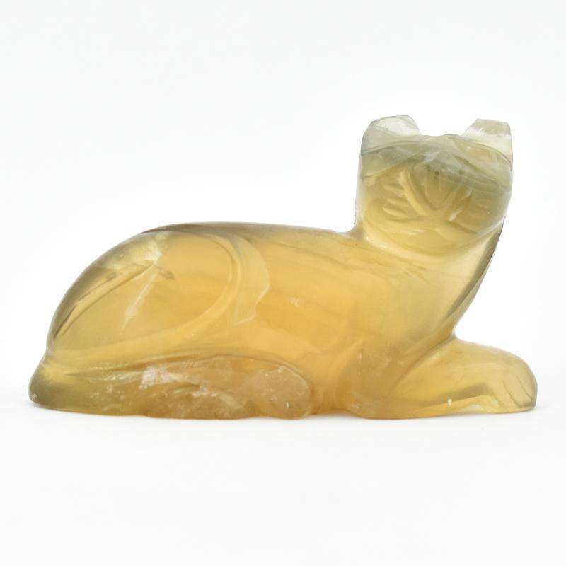 gemsmore:Rare Multicolor Fluorite Hand Carved Cat