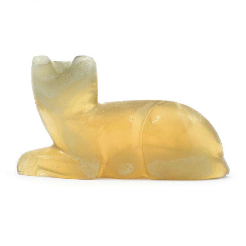 gemsmore:Rare Multicolor Fluorite Hand Carved Cat