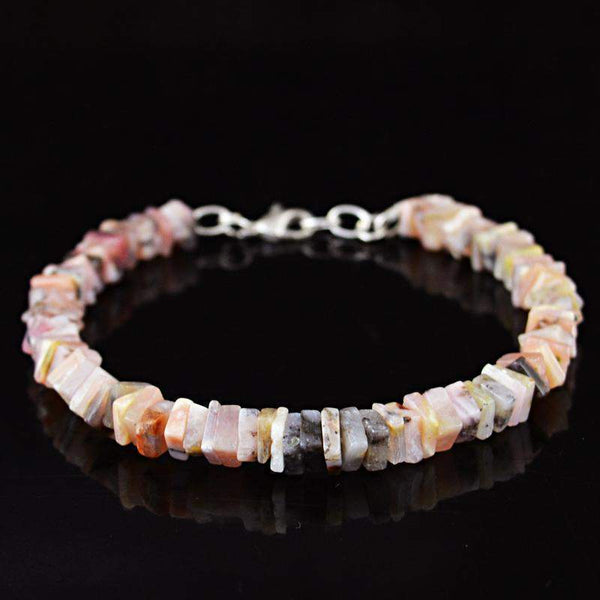 gemsmore:Rare Natural Pink Australian Opal Bracelet Untreated Beads