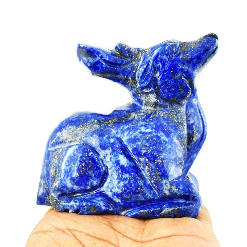 gemsmore:Rare Piece Blue Lapis Lazuli Carved Reindeer