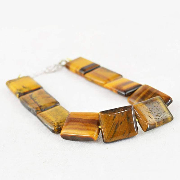 gemsmore:Rectangular Shape Golden Tiger Eye Bracelet Natural Untreated Beads