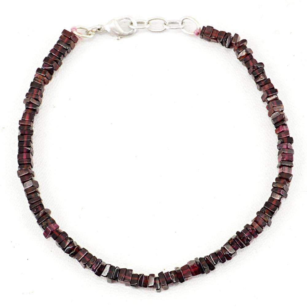 gemsmore:Red Garnet Bracelet Natural Untreated Beads