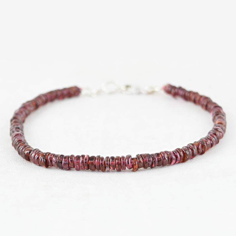 gemsmore:Red Garnet Bracelet Untreated Beads - Natural Round Shape