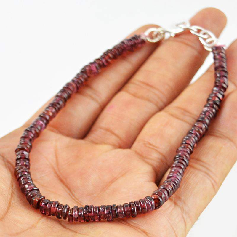 gemsmore:Red Garnet Bracelet Untreated Beads - Natural Round Shape