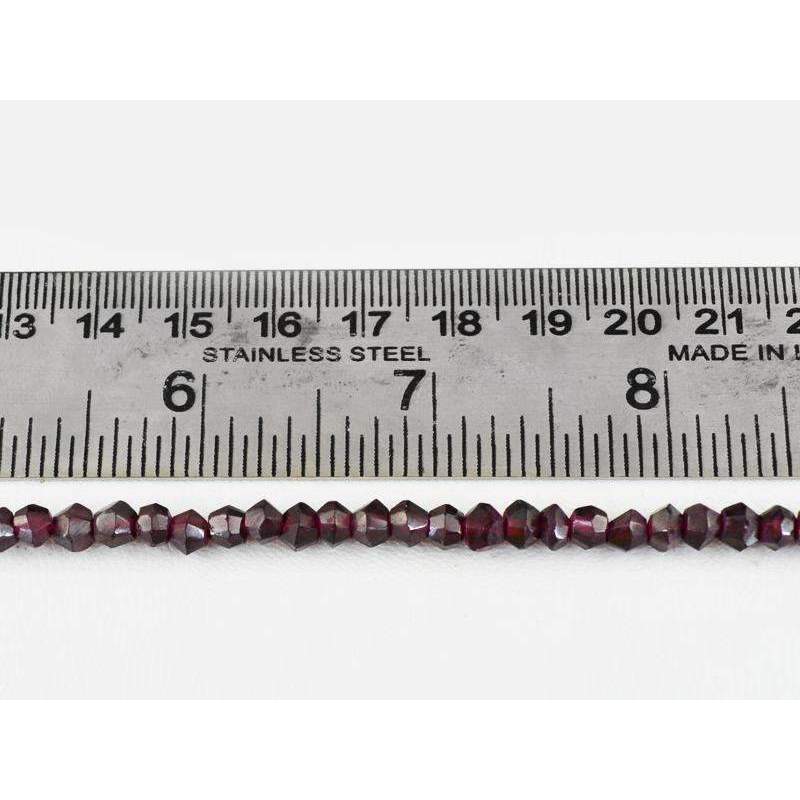 gemsmore:Red Garnet Drilled Beads Strand - Natural Round Shape Faceted