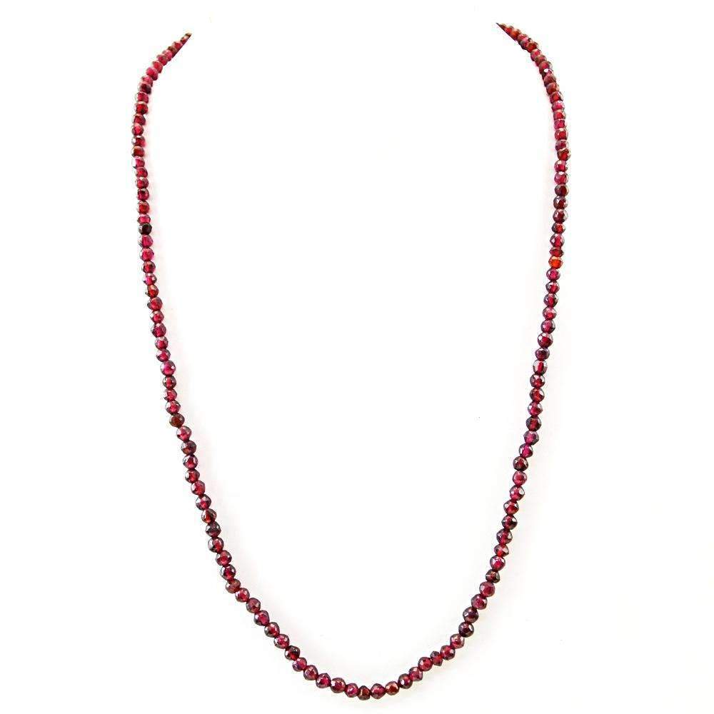 gemsmore:Red Garnet Necklace Natural 20 Inches Long Round Faceted Beads