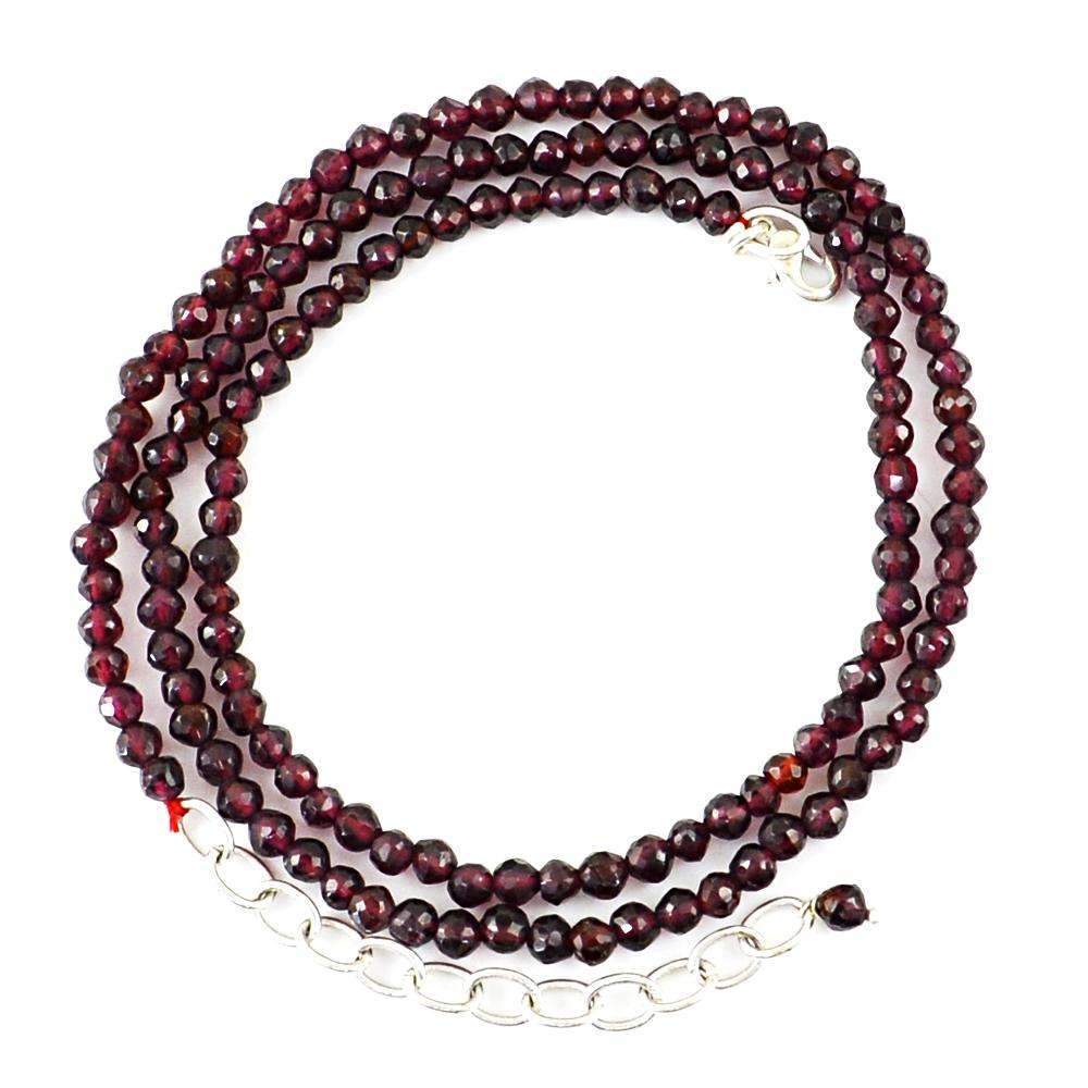 gemsmore:Red Garnet Necklace Natural 20 Inches Long Round Faceted Beads