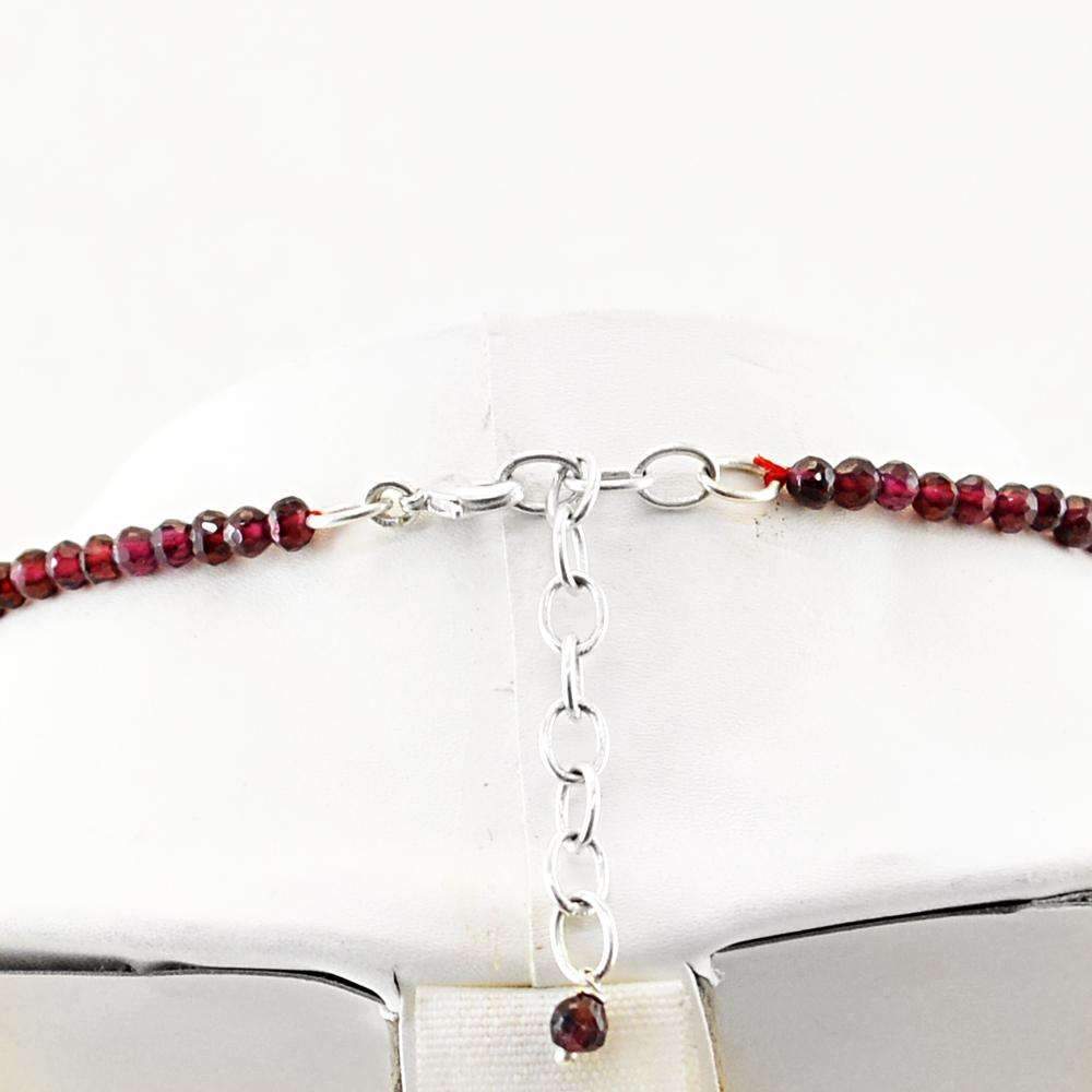 gemsmore:Red Garnet Necklace Natural 20 Inches Long Round Faceted Beads