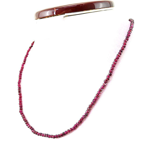 gemsmore:Red Garnet Necklace Natural Round Shape Faceted Beads