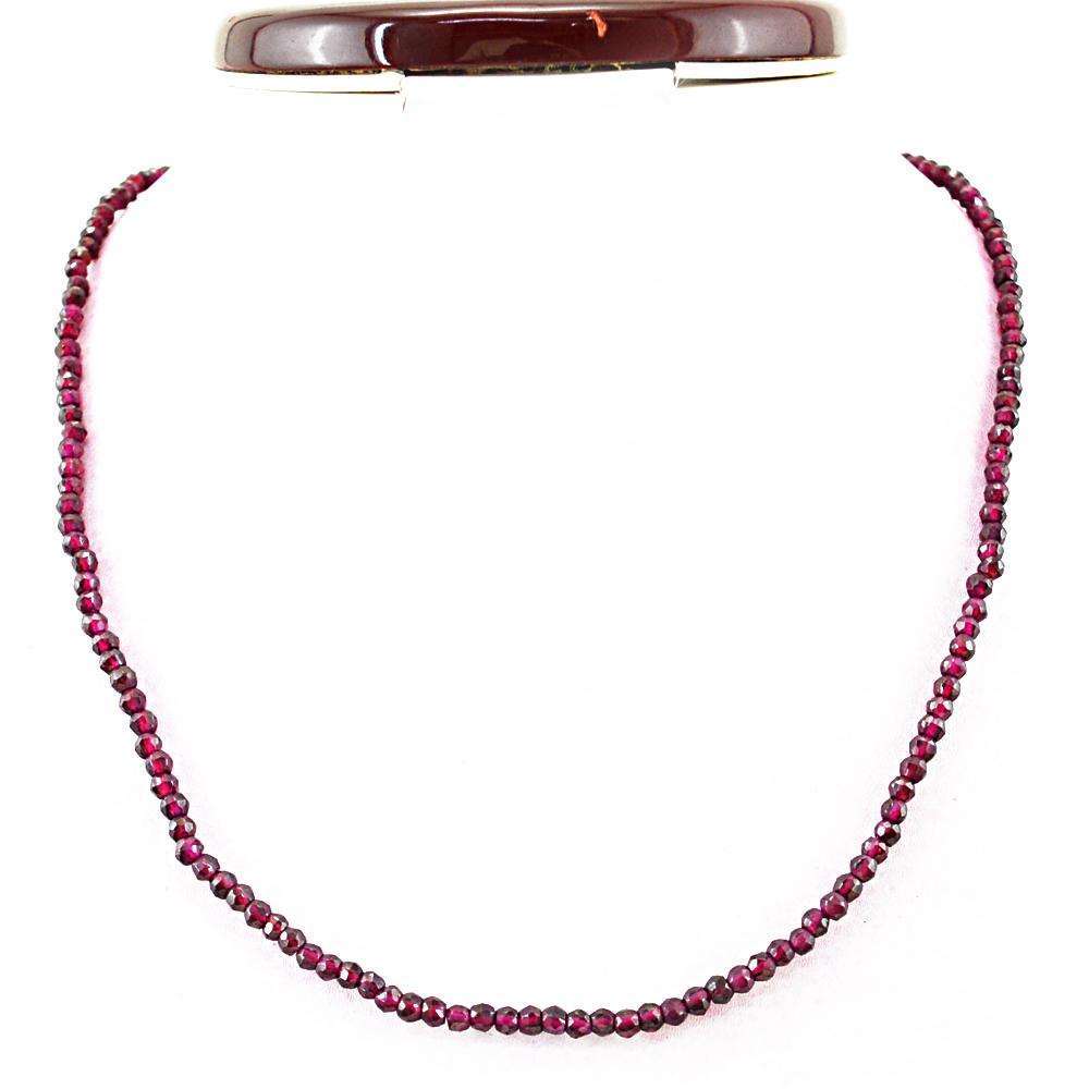 gemsmore:Red Garnet Necklace Natural Round Shape Faceted Beads