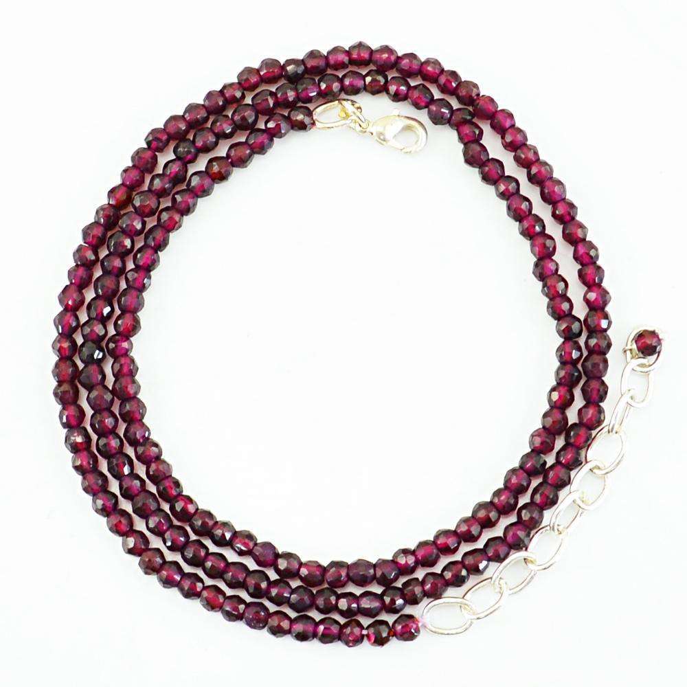 gemsmore:Red Garnet Necklace Natural Round Shape Faceted Beads