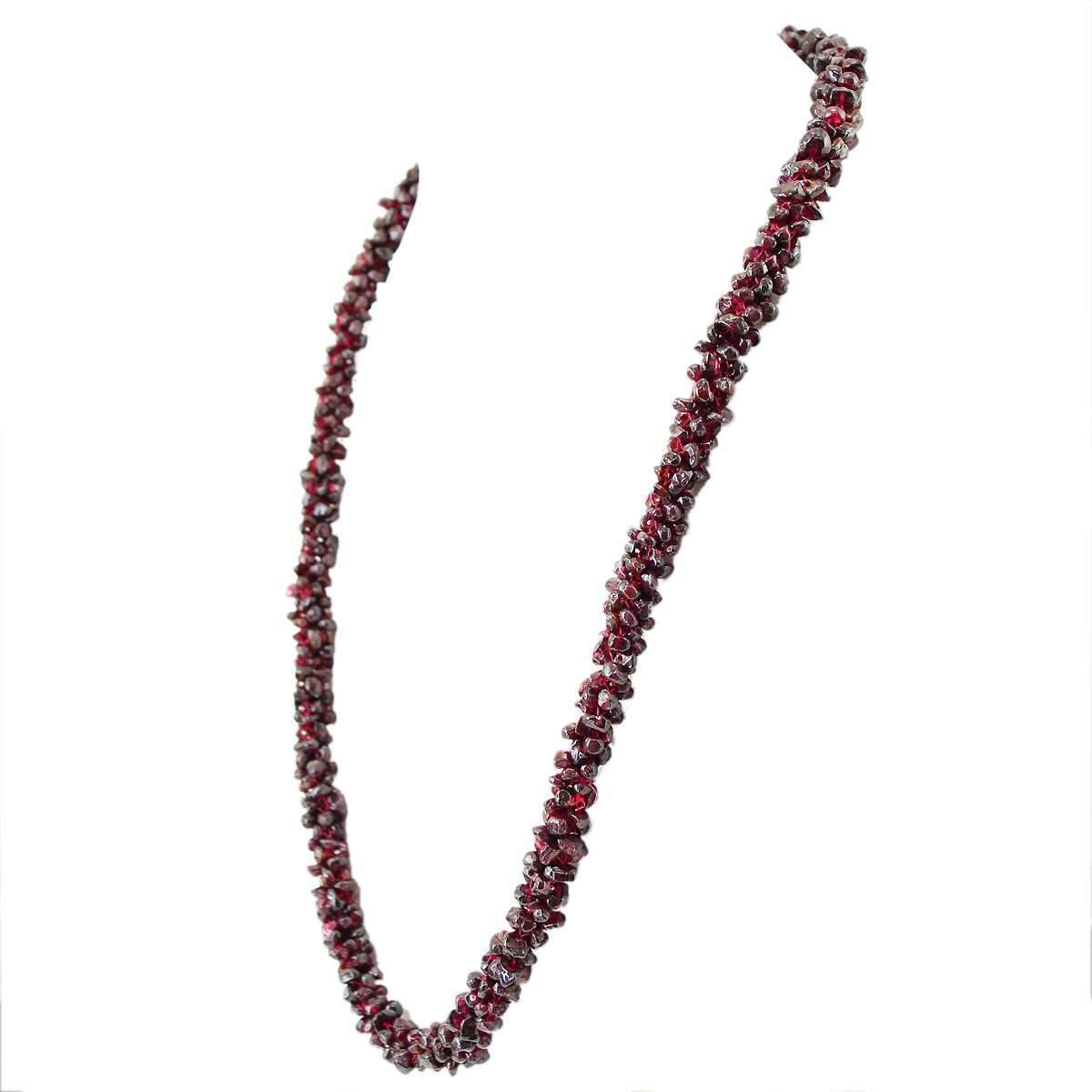 gemsmore:Red Garnet Necklace Natural Single Strand Untreated Beads