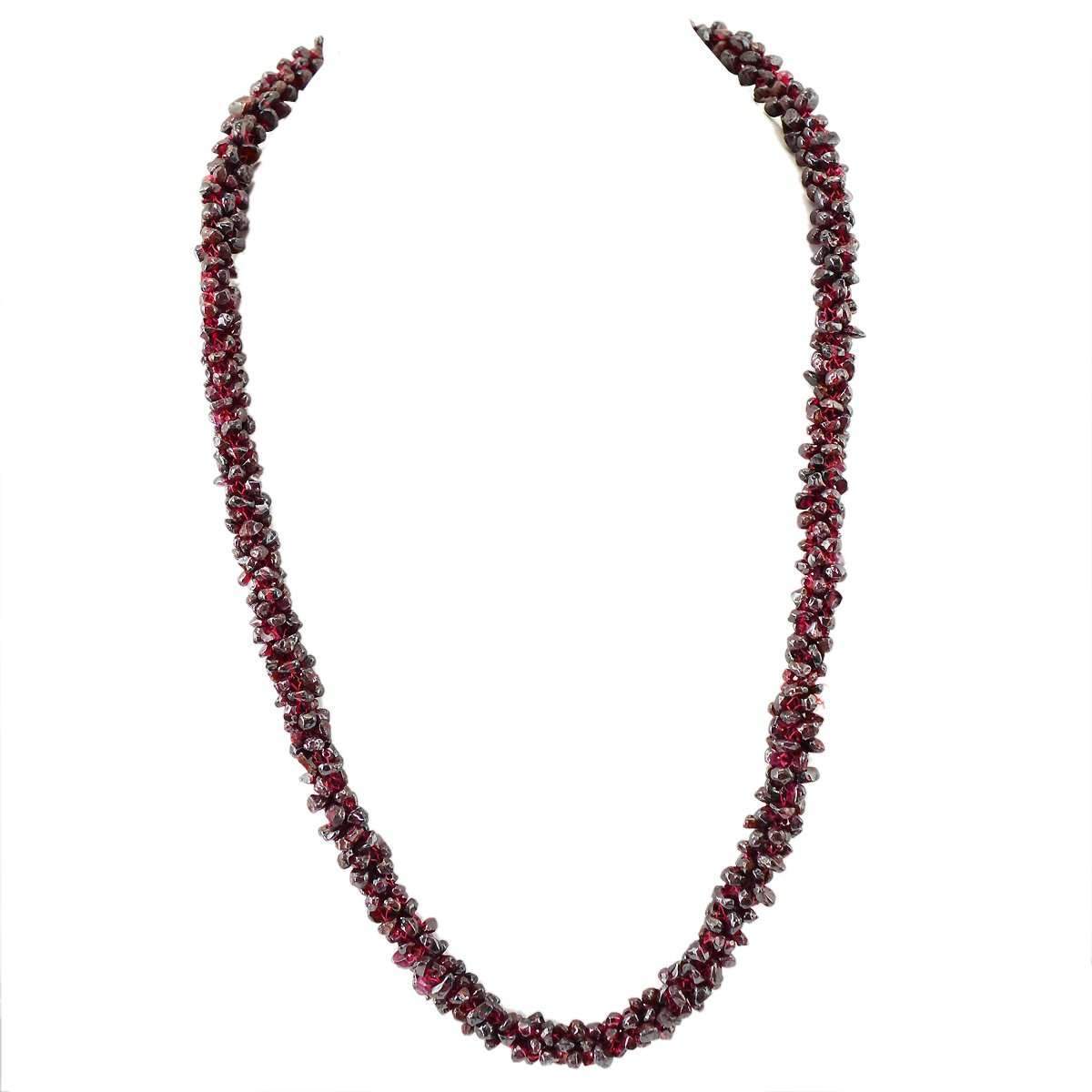 gemsmore:Red Garnet Necklace Natural Single Strand Untreated Beads