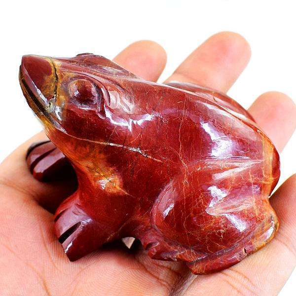 gemsmore:Red Mookaite Jasper Hand Carved Froggy