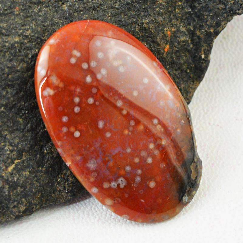 gemsmore:Red Moss Agate Gemstone - Natural Oval Shape