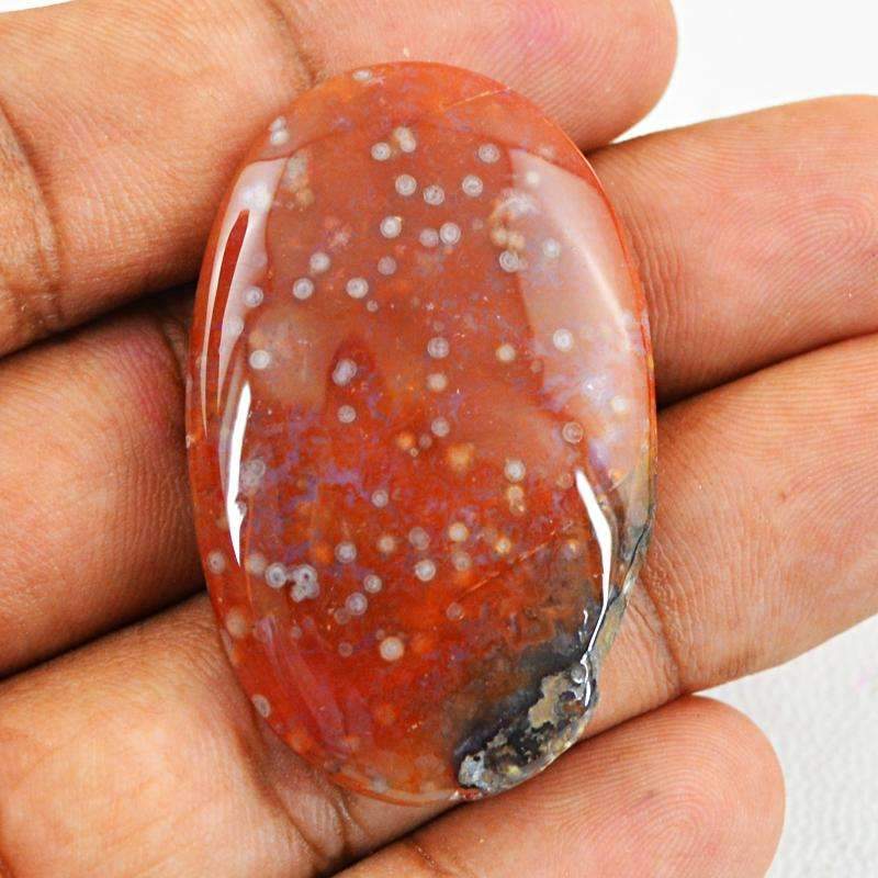 gemsmore:Red Moss Agate Gemstone - Natural Oval Shape