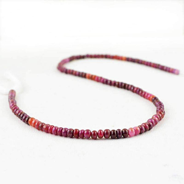 gemsmore:Red Ruby Drilled Beads Strand Natural Round Shape