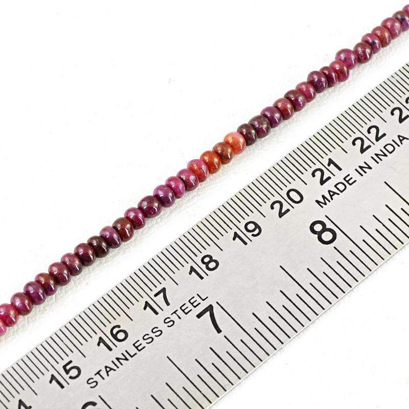 gemsmore:Red Ruby Drilled Beads Strand Natural Round Shape
