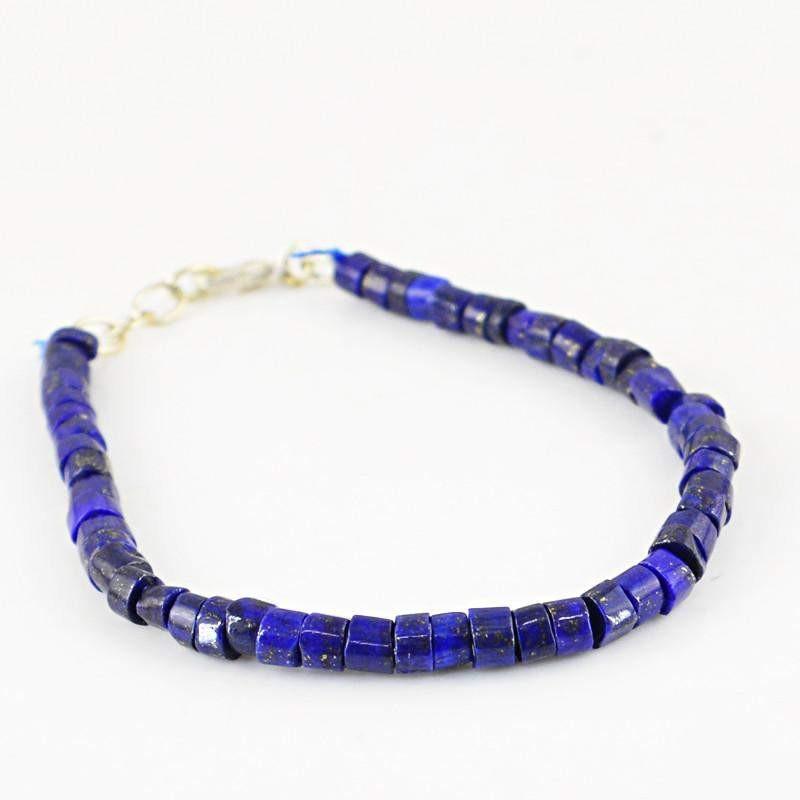 gemsmore:Round Blue Lapis Lazuli Bracelet Natural Unheated Beads